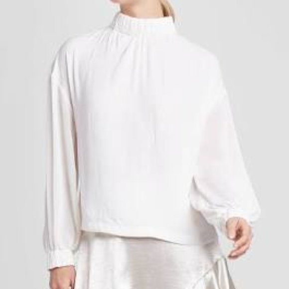 Prologue Tops - NWT Prolouge Balloon Sleeve Mock Neck Sheer Shirt